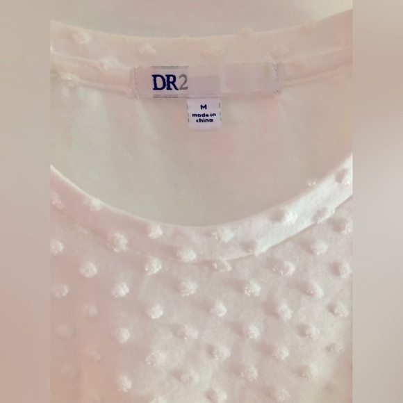 DR2 sz Medium Ramona Ivory Knit Clip Dot Top with Puff Sleeves GUC - Picture 6 of 9